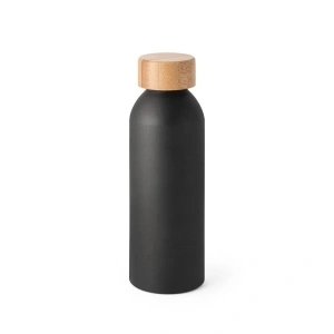 Sticlă Personalizată QUETA 550 mL – Aluminiu Ecologic cu Finisaj Mat și Capac din Bambus
