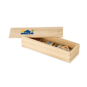 DOMIN. Joc de domino din lemn - materiale promoționale personalizate pentru branding și cadouri corporate