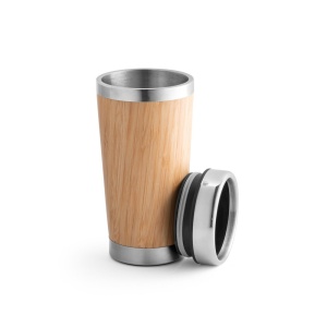 Cană de Călătorie Personalizată PIETRO - Bambus și Oțel Inoxidabil, 500 mL - materiale promoționale personalizate pentru branding și cadouri corporate