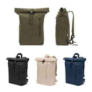 SAINT. Rucsac cu închidere rulată din bumbac reciclat și poliester reciclat (380 g/m²)