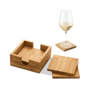 Set Coastere din Bambus GAUTHIER - materiale promoționale personalizate pentru branding și cadouri corporate