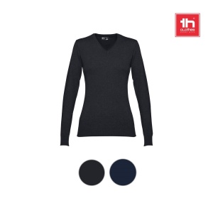 THC MILAN WOMEN. Pulover decolteu V dame - materiale promoționale personalizate pentru branding și cadouri corporate