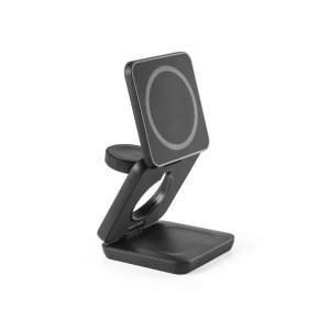 BROGLIE. Încărcător wireless magnetic 3 în 1 super rapid de 15W din 100% rABS - materiale promoționale personalizate pentru branding și cadouri corporate