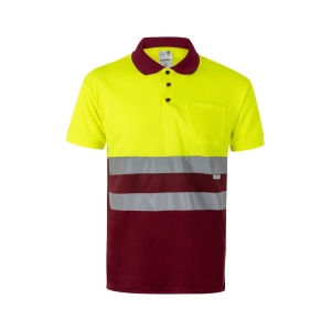VL CUPID LARGE. Tricou polo bicolor bird-eye (160g/m²) cu mâneci scurte, din poliester (100%)