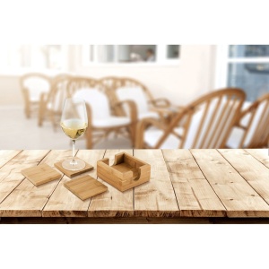 Set Coastere din Bambus GAUTHIER - materiale promoționale personalizate pentru branding și cadouri corporate
