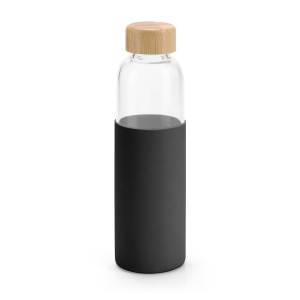 Sticlă Personalizată DAKAR din Sticlă Borosilicată cu Capac din Bambus - 600 mL, Design Eco-Friendly