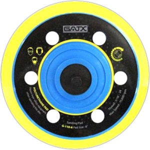 G-110R66 GATX Pad slefuire Ø 150mm cu 6 gauri, taler nylon, PU mediu cu arici, filet 5/16"-24 UNF