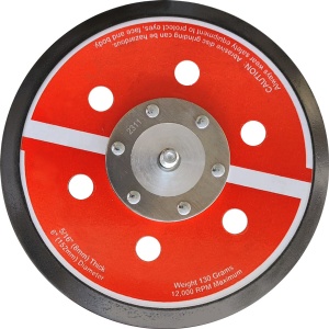 G-111R66B GATX Pad slefuire Ø 150mm cu 6 gauri, taler fibra sticla, PU dur cu arici, filet 5/16"-24 UNF