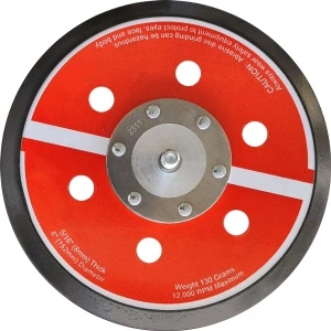 G-111R66B GATX Pad slefuire Ø 150mm cu 6 gauri, taler fibra sticla, PU dur cu arici, filet 5/16"-24 UNF