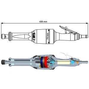 GDST 100-280BX DEPRAG Polizor drept pneumatic cu turbina tip biax cu penseta Ø6mm, 1.000W, 28.000rpm, frana automata, regulator integrat - Img 3