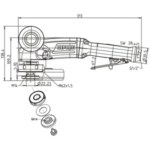 GAT 818-260BX DEPRAG Polizor unghiular pneumatic cu turbina Ø180mm debitare polizare 2.600W 8.500rpm regulator viteza integrat - Img 2