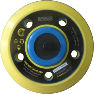 G-110R55 GATX Pad slefuire Ø 125mm cu 5 gauri, taler nylon, PU mediu cu arici, filet 5/16"-24 UNF