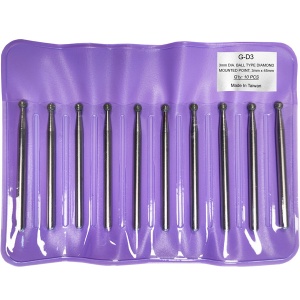 set 10 buc. G-D3 GATX Freza cap diamantat rotund, diametrul Ø 3mm, lungime 45mm cu tija