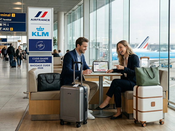 Ghid bagaj Air France și KLM 2026: Dimensiuni, greutate și zboruri Code-Share
