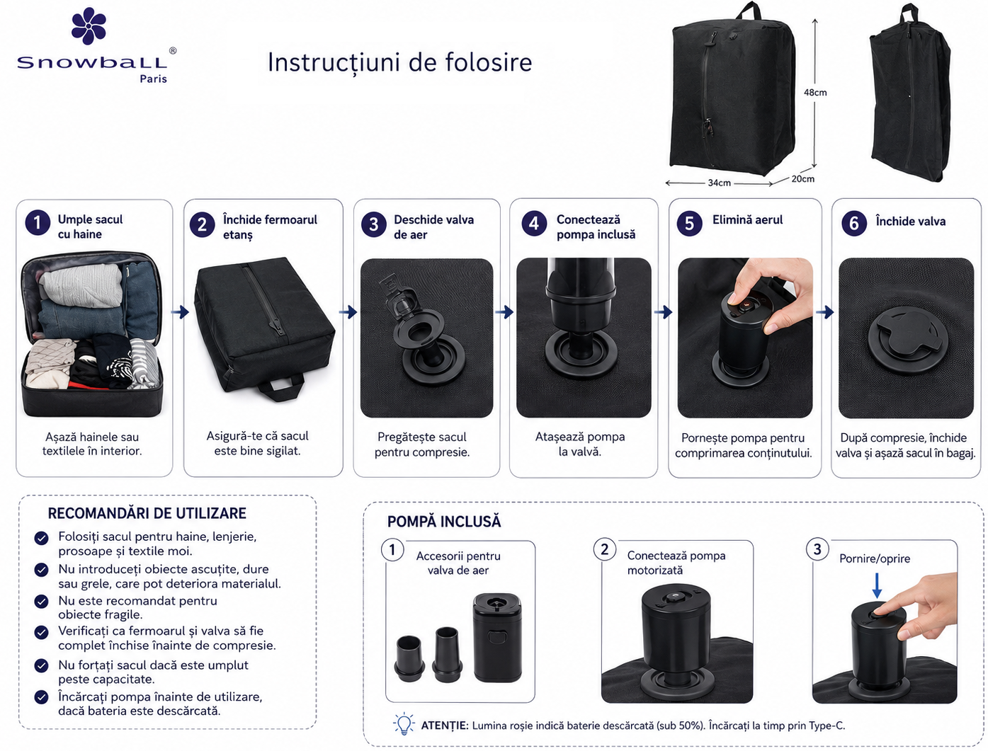 Sac de călătorie cu vacuum Snowball SW68036