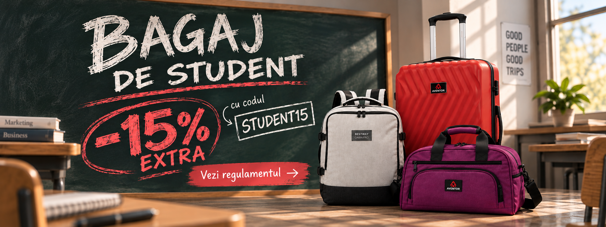 Bagaj de student | Extra -15% cu codul: STUDENT15