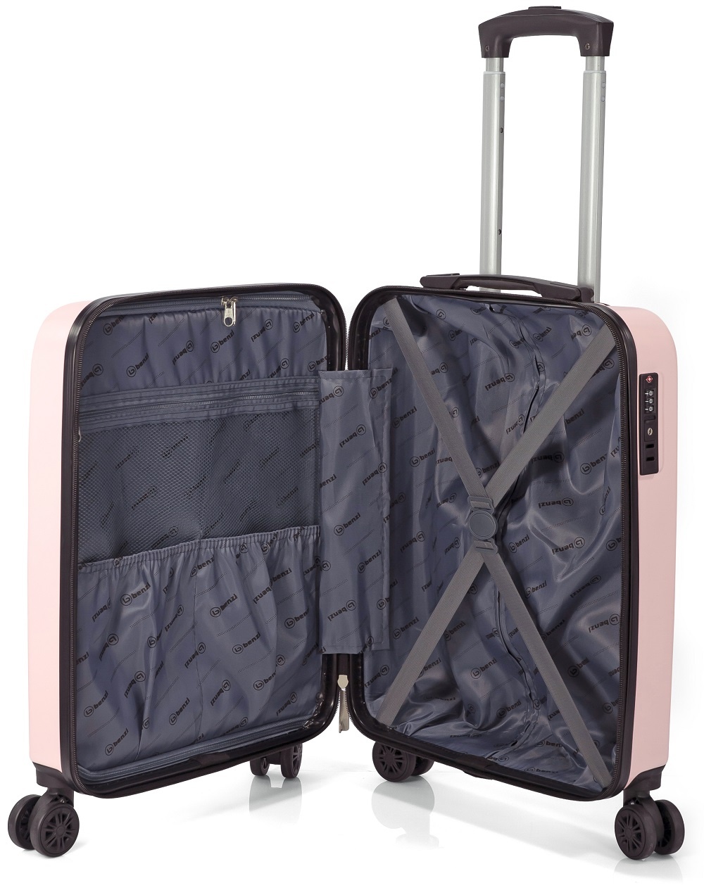 Troler mediu Benzi BZ 5787, ABS, cifru TSA, 4 roti duble, 66 cm, grena