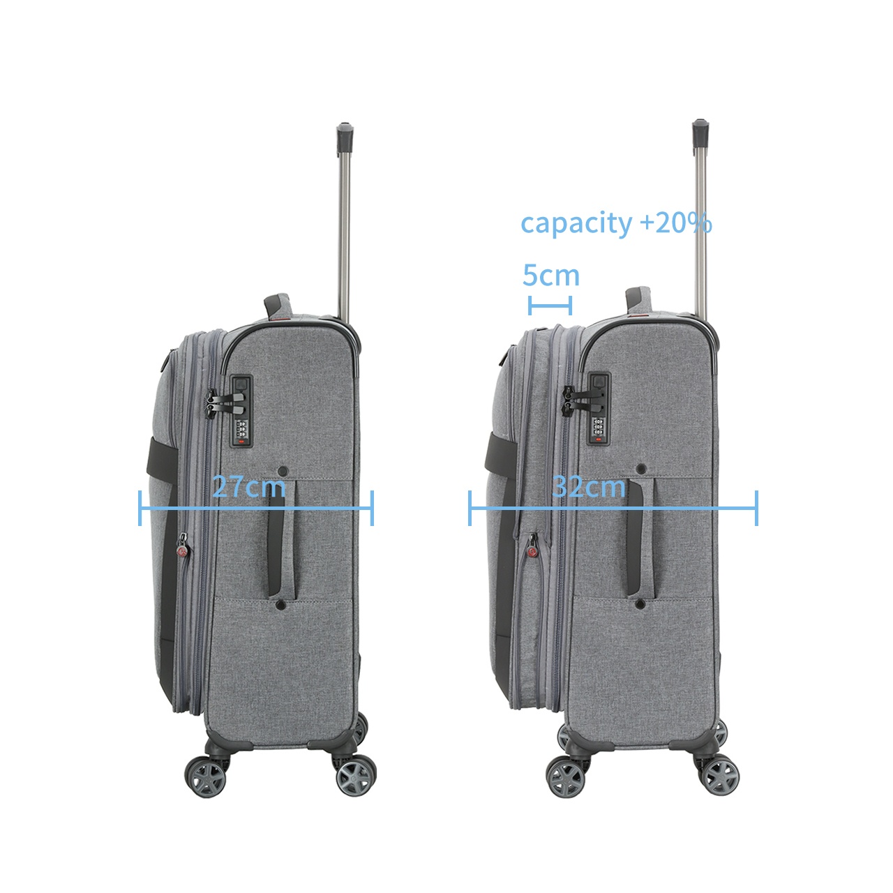 Set trolere Extensibile Lee Cooper, Poliester, 4 roti duble, cifru