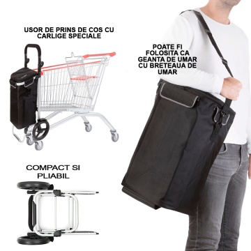 Carucior Cumparaturi, Pliabil, 2 Roti, Cruiser, Allround, 650064, Negru - Img 3