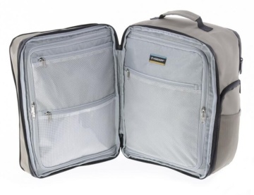 Rucsac avion 40x30x20/25 cm extensibil, bagaj de mână Wizz Air/Ryanair, 26/28L, poliester impermeabil, cu protecție RFID, 16 inch, Vogart Sync, bej - Img 2