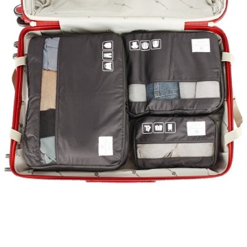 Set Organizator Voiaj/Calatorie Snowball, 3 Piese, Poliester, SW38030, Negru - Img 2