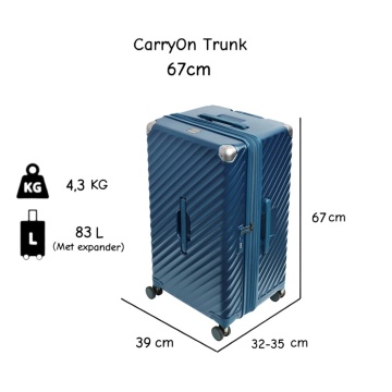 Set trolere extensibile Carryon Trunk, policarbonat, 1 bagaj de cabina si 2 de cala, cifru TSA, 4 roti cu suspensii, albastru - Img 8