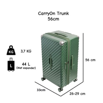 Troler cabina extensibil Carryon Trunk, policarbonat, 56x26x33 cm, bagaj de mana, cifru TSA, 4 roti cu suspensii, verde - Img 3