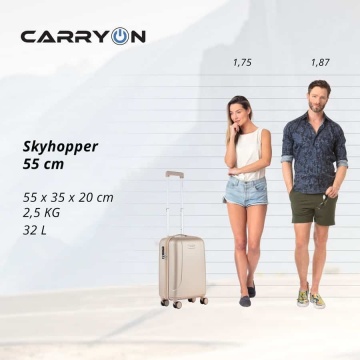 Troler Cabina, Policarbonat/ABS, 4 Roti Duble, cifru TSA, CarryOn Skyhopper, 55 cm, Auriu - Img 9