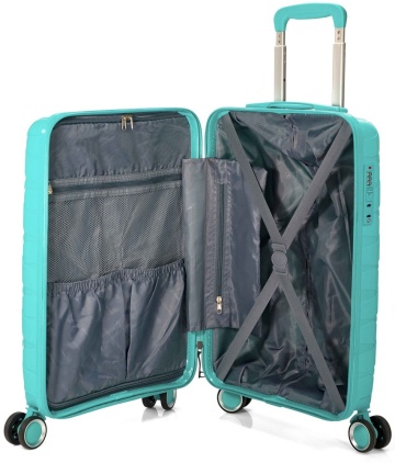 Troler de cabina Benzi BZ 5806, polipropilena, cifru, 4 roti duble, 55 cm, turcoaz - Img 2