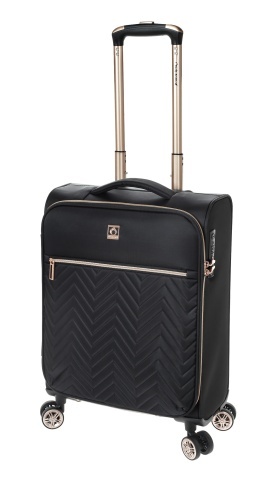 Troler de cabina Diplomat Monaco 55x37x20 cm, fermoar antifurt, bagaj de mana, poliester, cifru TSA, negru