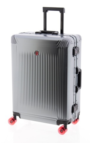 Troler Mare din Aluminiu Gladiator Luma 78x53x31 cm, Bagaj de Cală, TSA, 4 Roți Duble, Antracit