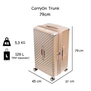 Troler mare extensibil Carryon Trunk, policarbonat, 79x45x37 cm, bagaj de cala, cifru TSA, 4 roti cu suspensii, auriu - Img 3