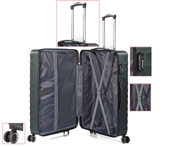 Troler mediu Benzi BZ 5812, ABS, cifru, 4 roti duble, 67 cm, verde inchis - Img 3