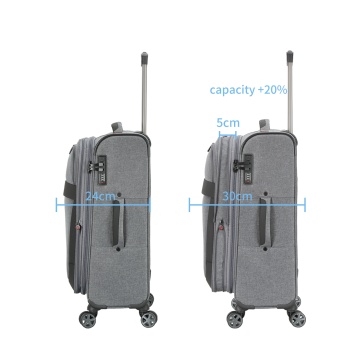 Troler Mediu Extensibil 66x41x24 cm Lee Cooper, Poliester, 4 Roti Duble, LC33503, Gri - Img 4