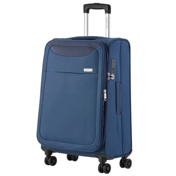 Troler mediu extensibil CarryOn Air, bagaj de cala, 66x42x27 cm, poliester, +20% capacitate, 2.8 kg, bleumarin