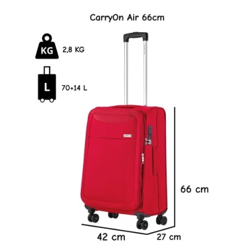 Troler mediu extensibil CarryOn Air, bagaj de cala, 66x42x27 cm, poliester, +20% capacitate, 2.8 kg, rosu - Img 3