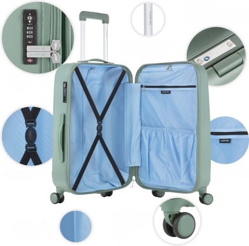 Troler Mediu, Extensibil, Policarbonat/ABS, 4 Roti Duble, cifru TSA, CarryOn Skyhopper, 68.5 cm, Verde - Img 2