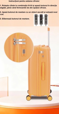 Troler Mediu Madisson, 67x44x27 cm, Polipropilenă, Fermoar Antifurt, Cifru, 70 L, SW65603, Rose - Img 3