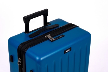 Troler Mic De Cabina Extensibil, Rowex Stripe, Policarbonat, 52 x 34 x 23 cm, 4 roti duble cu rotatie 360°, Cifru TSA, Albastru - Img 8