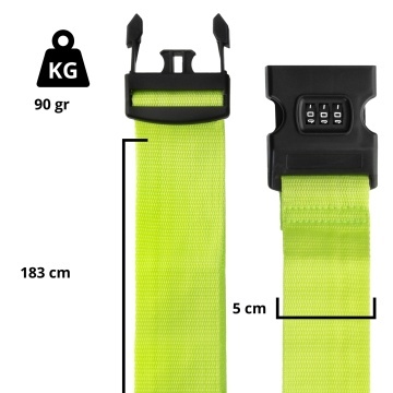 Curea de bagaj cu cifru CarryOn 505007, 183 cm, 100% nylon, verde - Img 3
