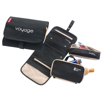 Geanta cosmetice 3 in 1 CarryOn 605070, pliabila, 52x24 cm, poliester, negru - Img 2