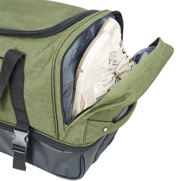 Geanta de voiaj cu role Lee Cooper, 2 compartimente, poliester 600D/bumbac, 98L, 70 cm, kaki - Img 2