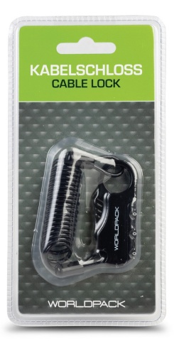 Lacat cu cablu extensibil si cifru Worldpack F10488, 6x2.5x1 cm/90 cm, negru - Img 2