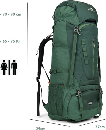 Rucsac de munte Dutch Mountains, 65 + 10 L, 602142, poliester, verde - Img 5