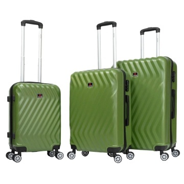 Set trolere Aventor AV104, 1 bagaj de cabina si 2 de cala, 100%ABS, cifru, 4 roti duble 360°, verde