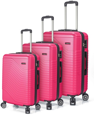 Set Trolere Benzi BZ 5747, ABS, 4 Roti Duble, 3 Piese, Roz