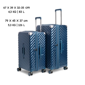 Set trolere extensibile Carryon Trunk, policarbonat, 2 bagaje de cala, cifru TSA, 4 roti cu suspensii, albastru - Img 5