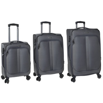 Set trolere Extensibile Diplomat, Poliester, 4 Roti duble, Cifru, ZC208, Gri