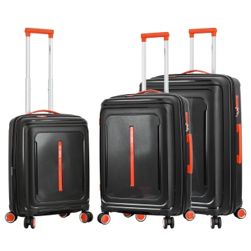 Set trolere extensibile Lee Cooper LC33403, 100%polipropilena, 1 bagaj de cabina si 2 de cala, cifru, 4 roti 360°, negru - Img 1