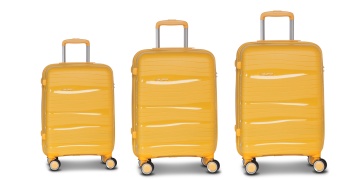 Set Trolere, Polipropilena, 4 Roti Duble, Cifru TSA, Worldpack, Miami, F10458 - 3 Piese, Galben